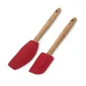 Bamboo spatulas used to make cheesecake pumpkin swirl pie