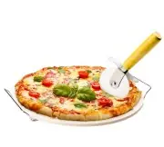 15-inch ceramic pizza stone with pizza cutter