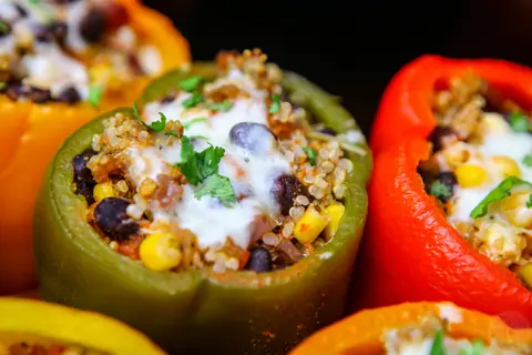 Cook once eat twice crockpot stuffed peppers and beef quinoa tacos