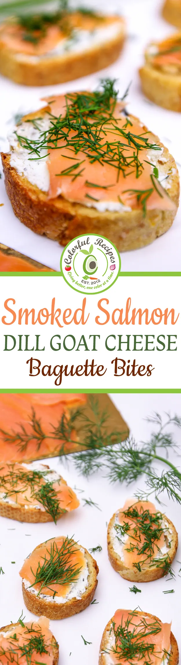 Smoked salmon dill goat cheese baguette bites, an easy holiday finger food appetizer