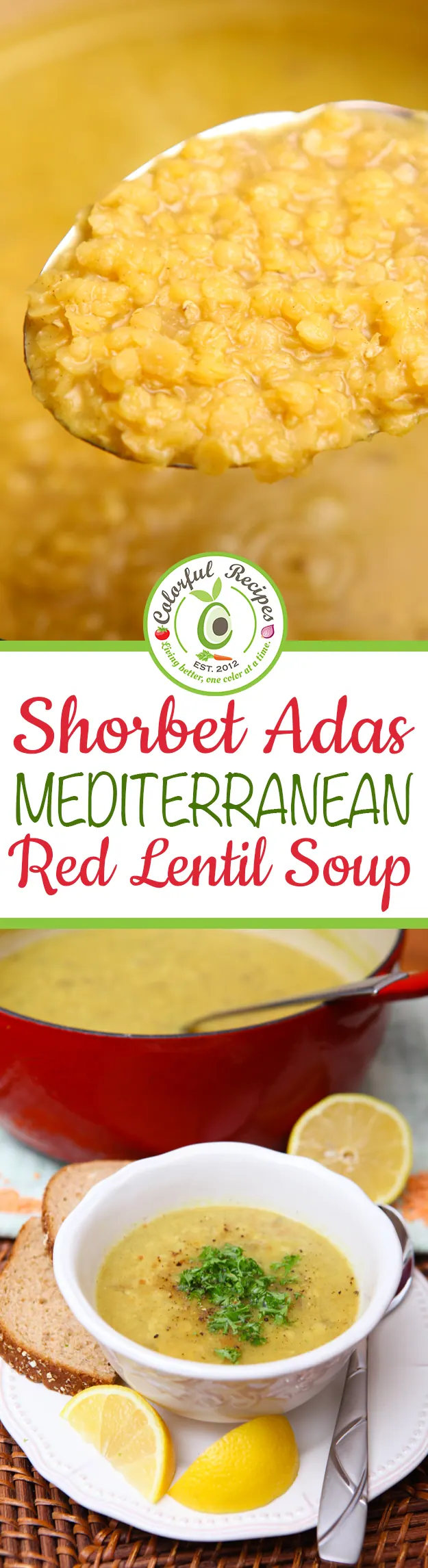 Shorbet Adas Mediterranean red lentil soup Pinterest image