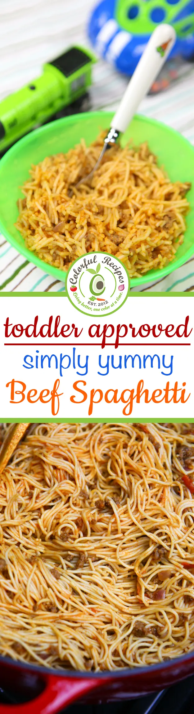 Toddler approved simple beef spaghetti ready to serve