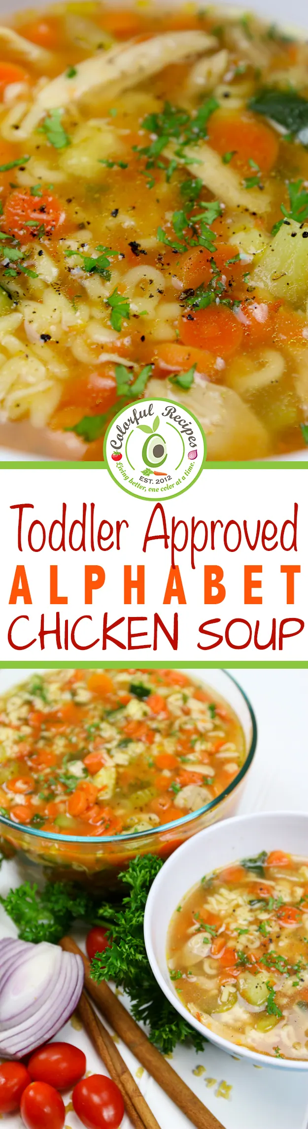 Toddler Approved Alphabet Chicken Soup pin image