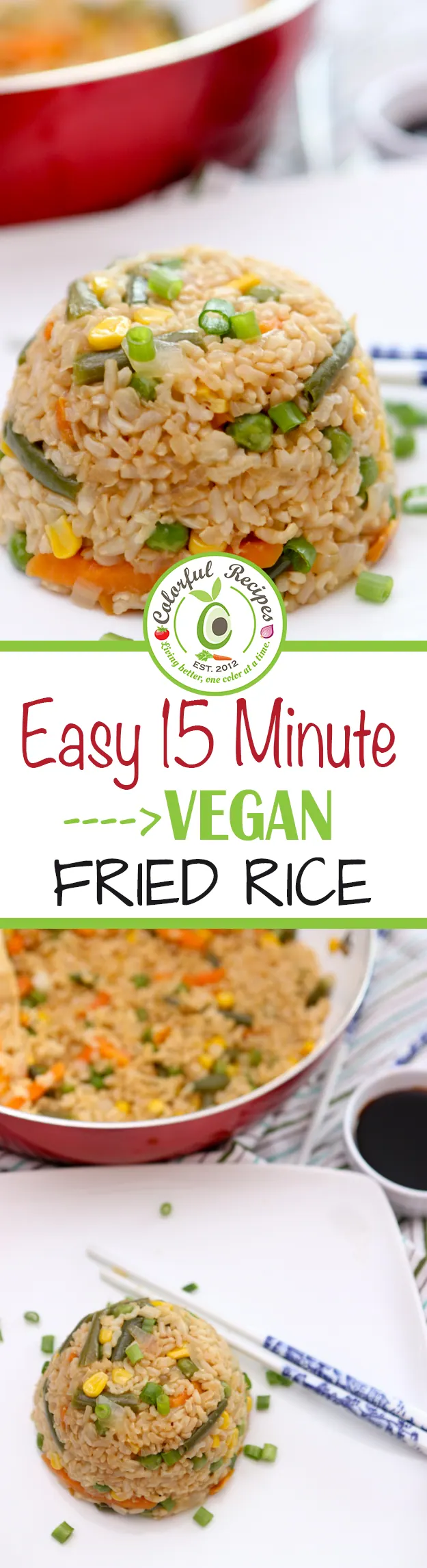 Easy 15 minute vegan fried brown rice Pinterest image