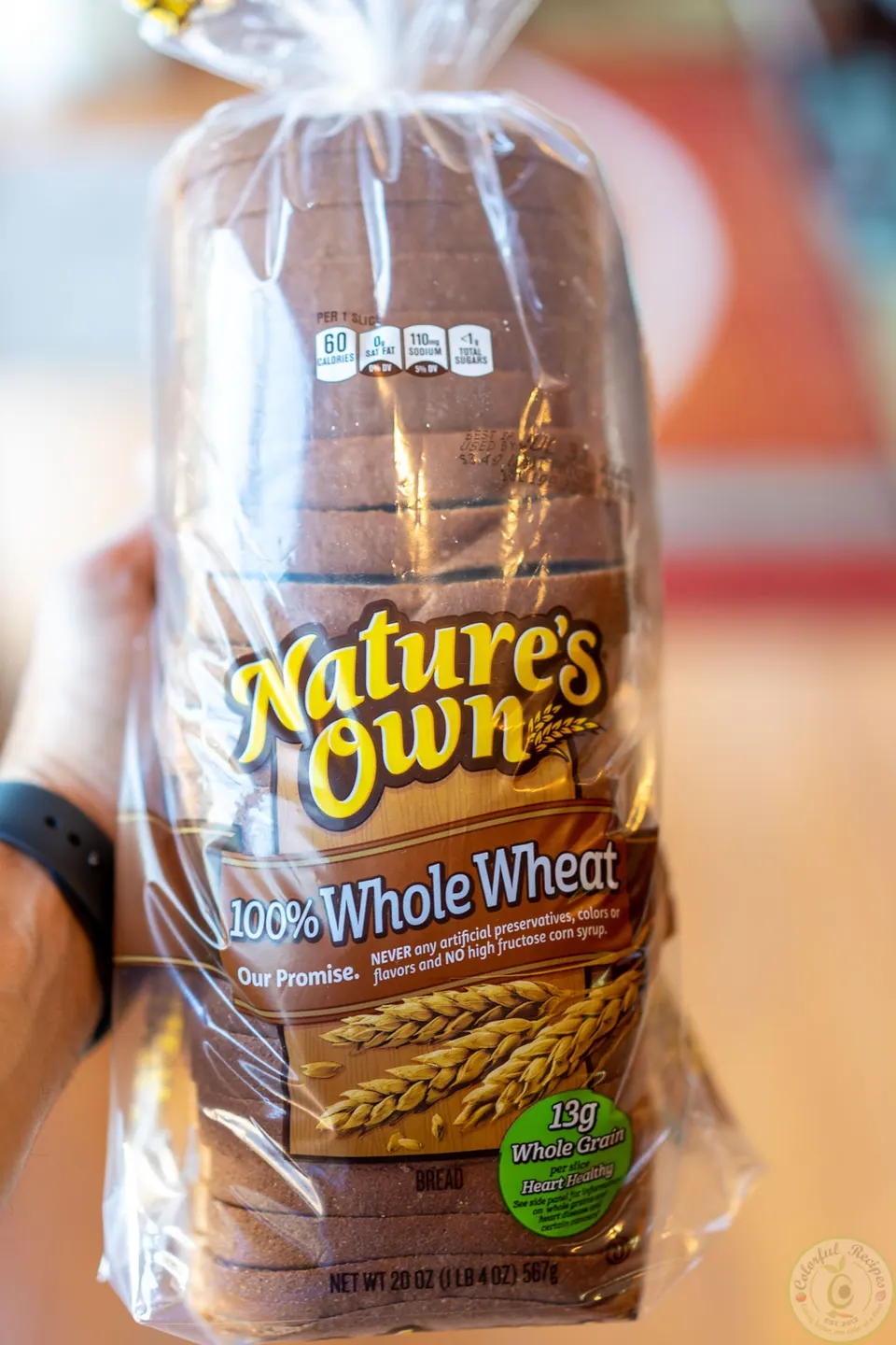 Loaf of Nature's Own 100% whole wheat bread