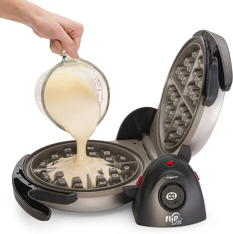 Presto Ceramic FlipSide Belgian Waffle Maker, open