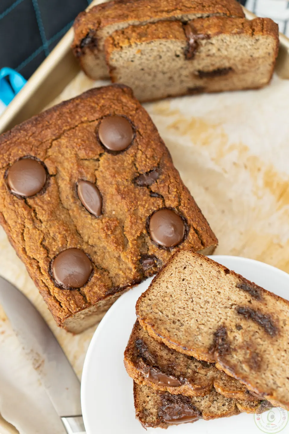 Homemade almond flour banana bread with no sugar added to the batter