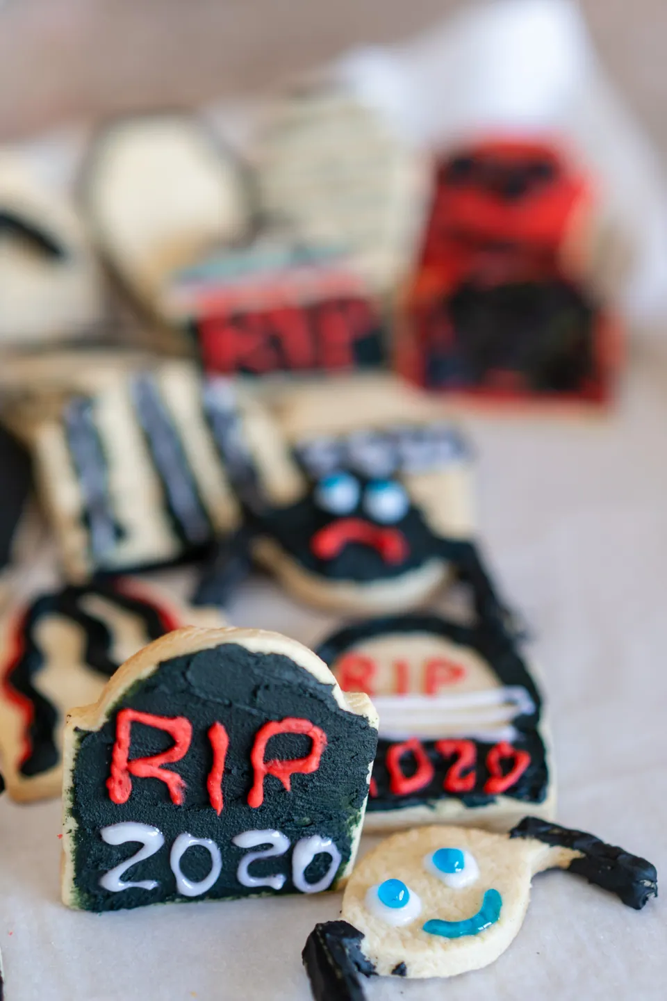 RIP 2020 tombstone Halloween sugar cookies