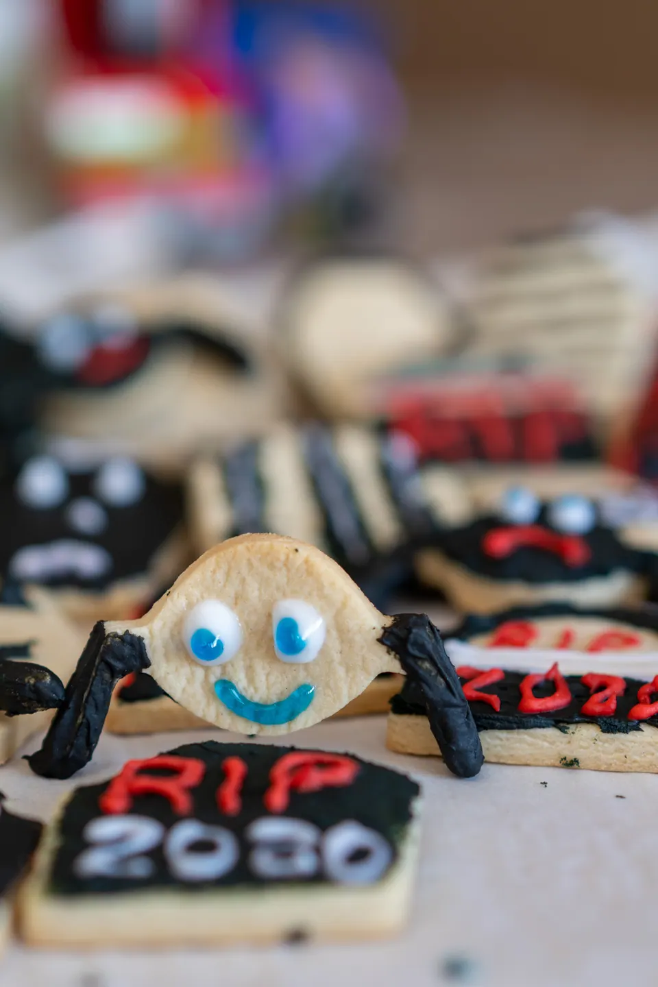 Ghost and tombstone Halloween sugar cookies