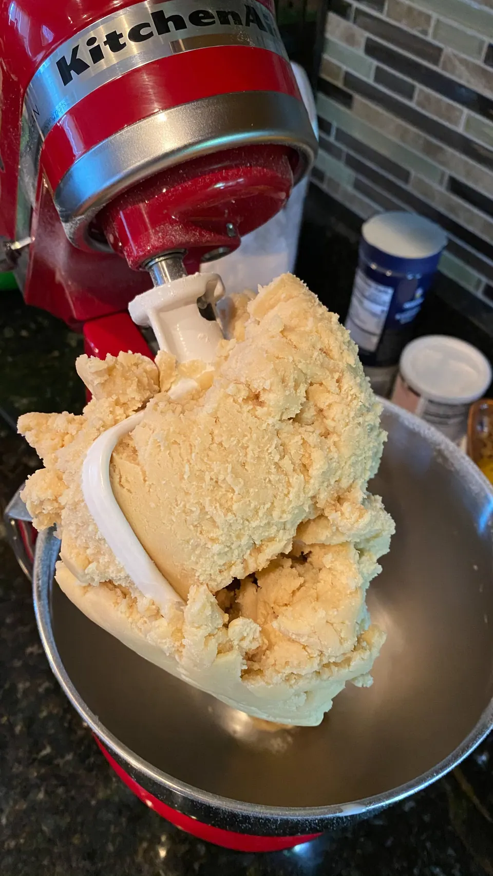 Halloween sugar cookie dough in mixer