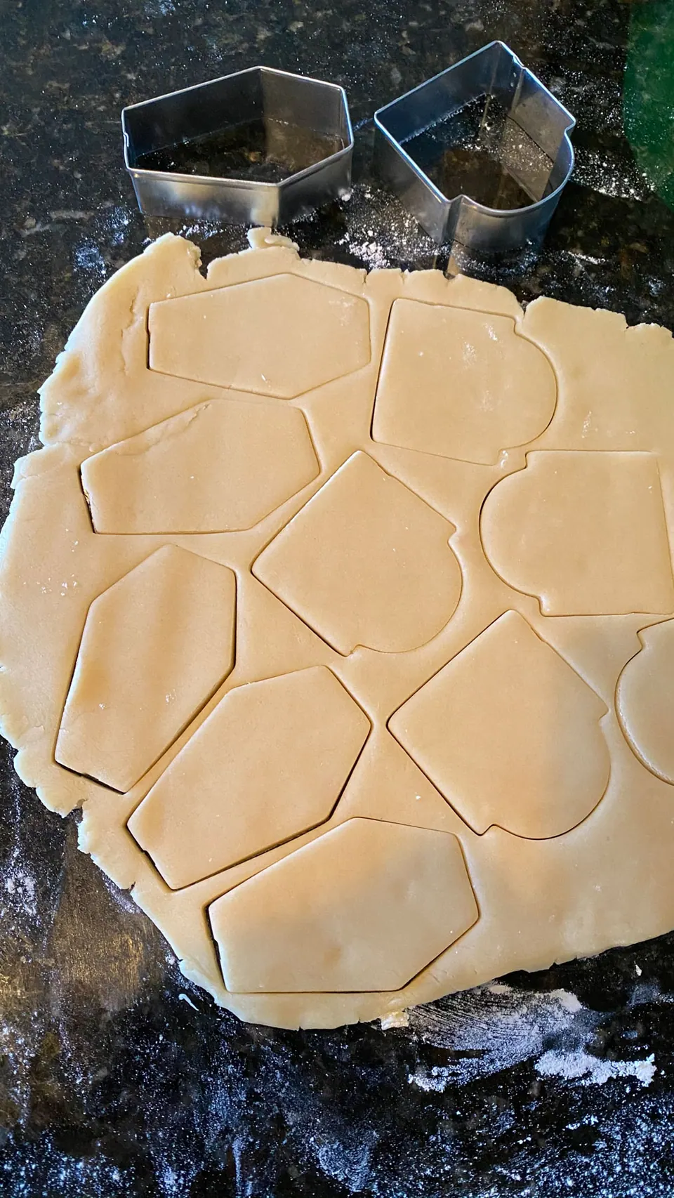 Cutting out Halloween sugar cookies