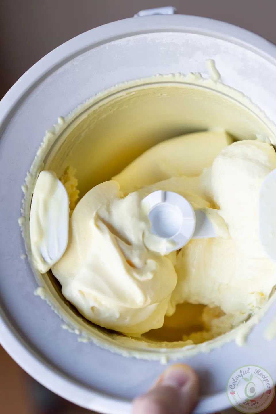 Creamy, stretchy lemon ice cream pulled with a spoon