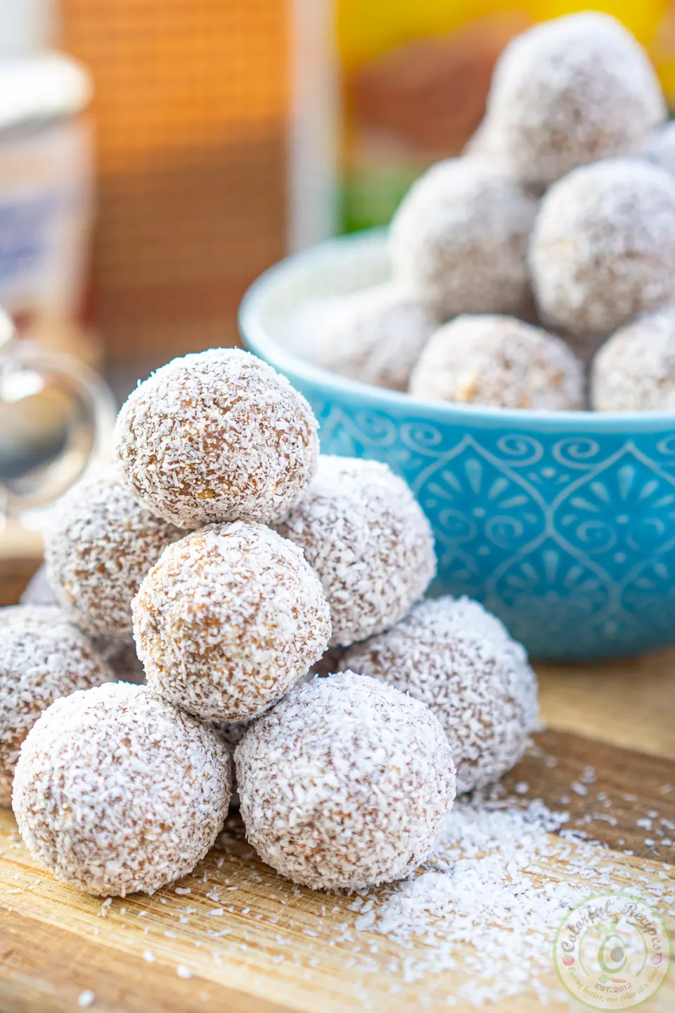 No-bake coconut chocolate truffles rolled in coconut flakes