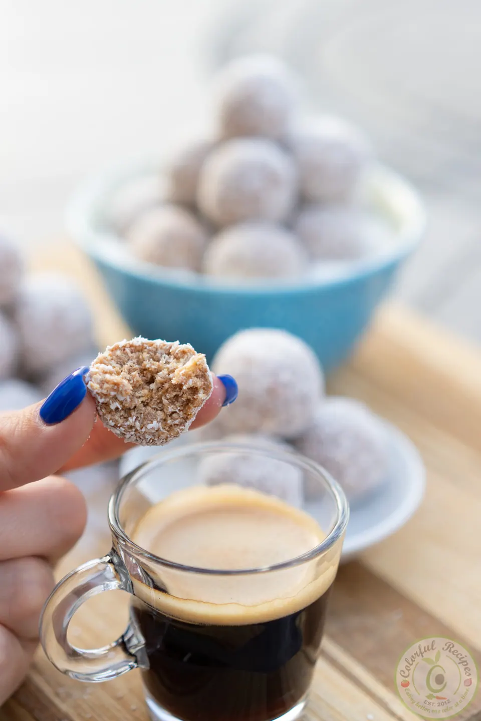 No-bake coconut chocolate truffles ready to serve
