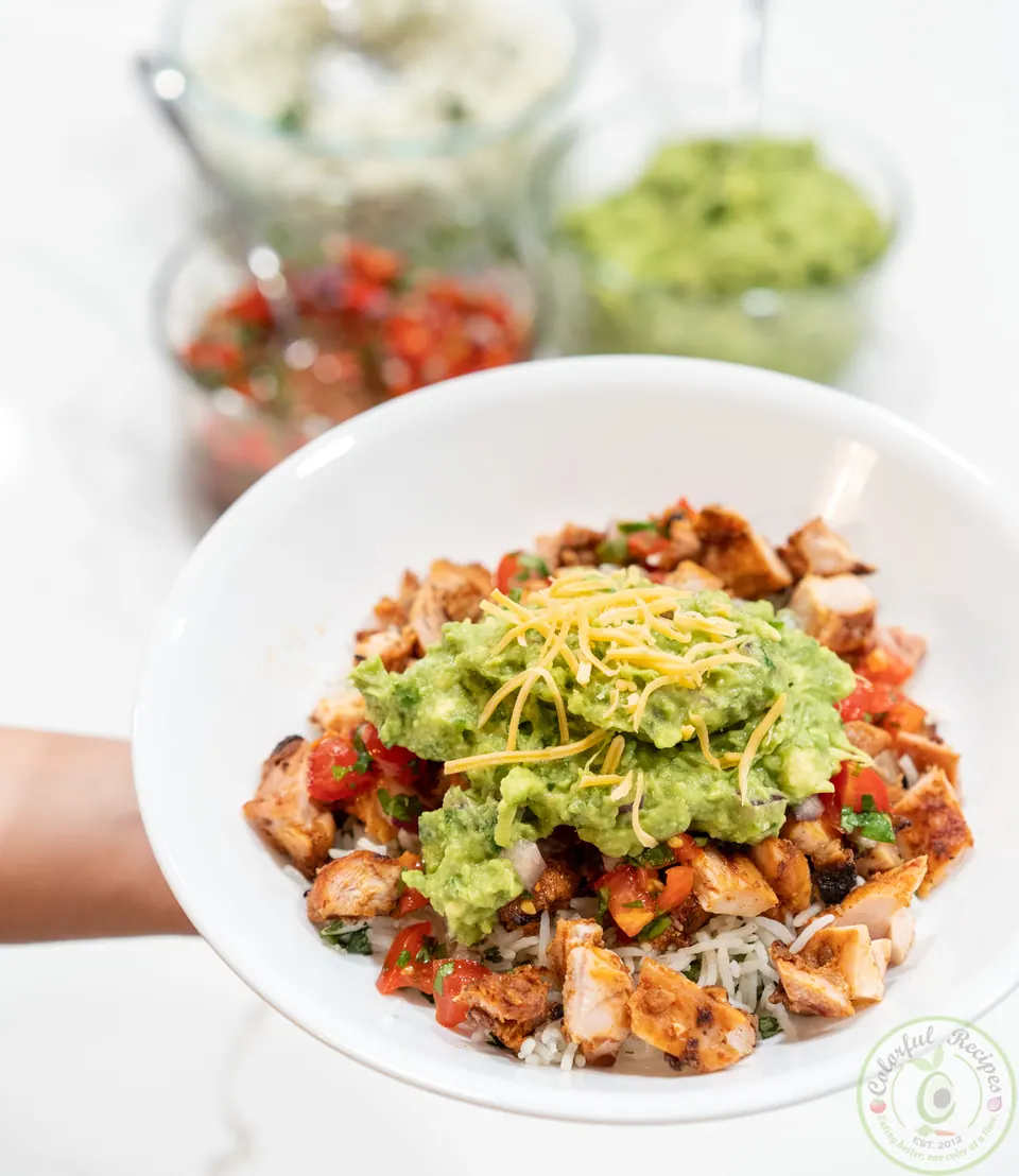 Assembled better than Chipotle chicken bowl ready to eat
