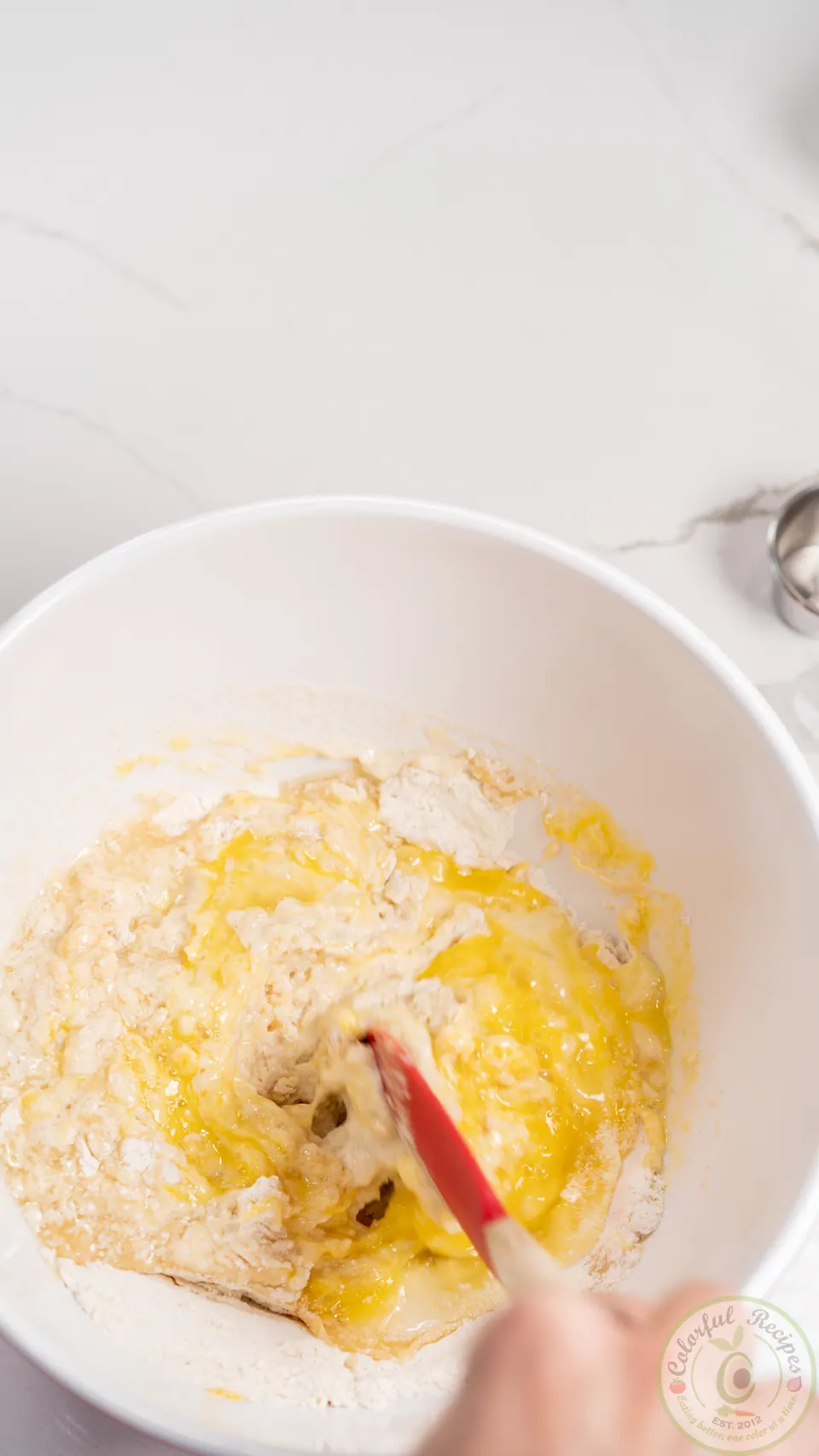 Mixing manakish dough