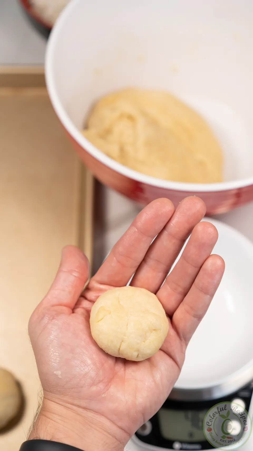 Shaping manakish dough balls