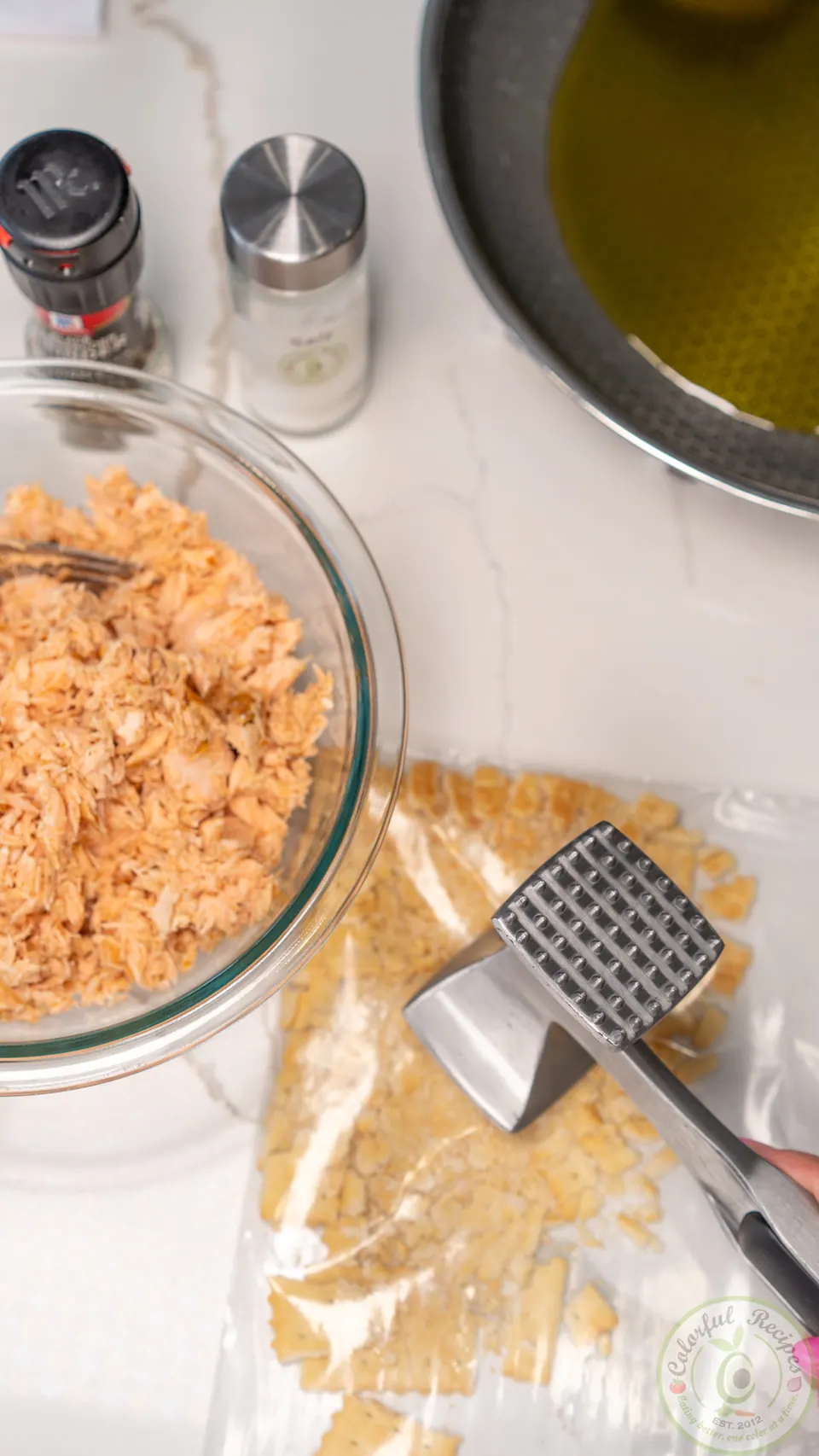 Crushing crackers for salmon patties