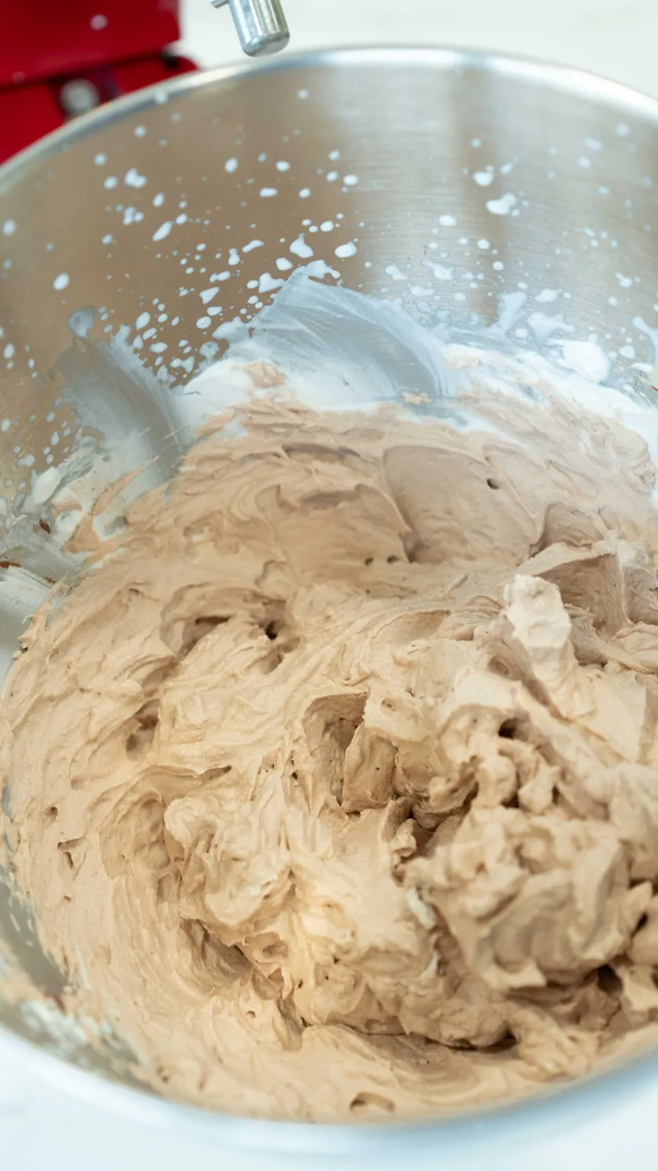 Fluffy Nutella whipped cream frosting for the Christmas Yule Log cake