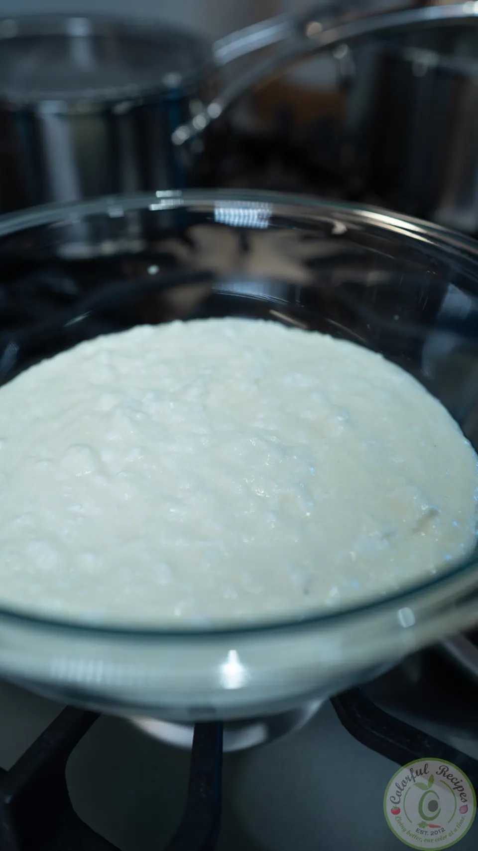 Thick ashta cream filling in a glass bowl