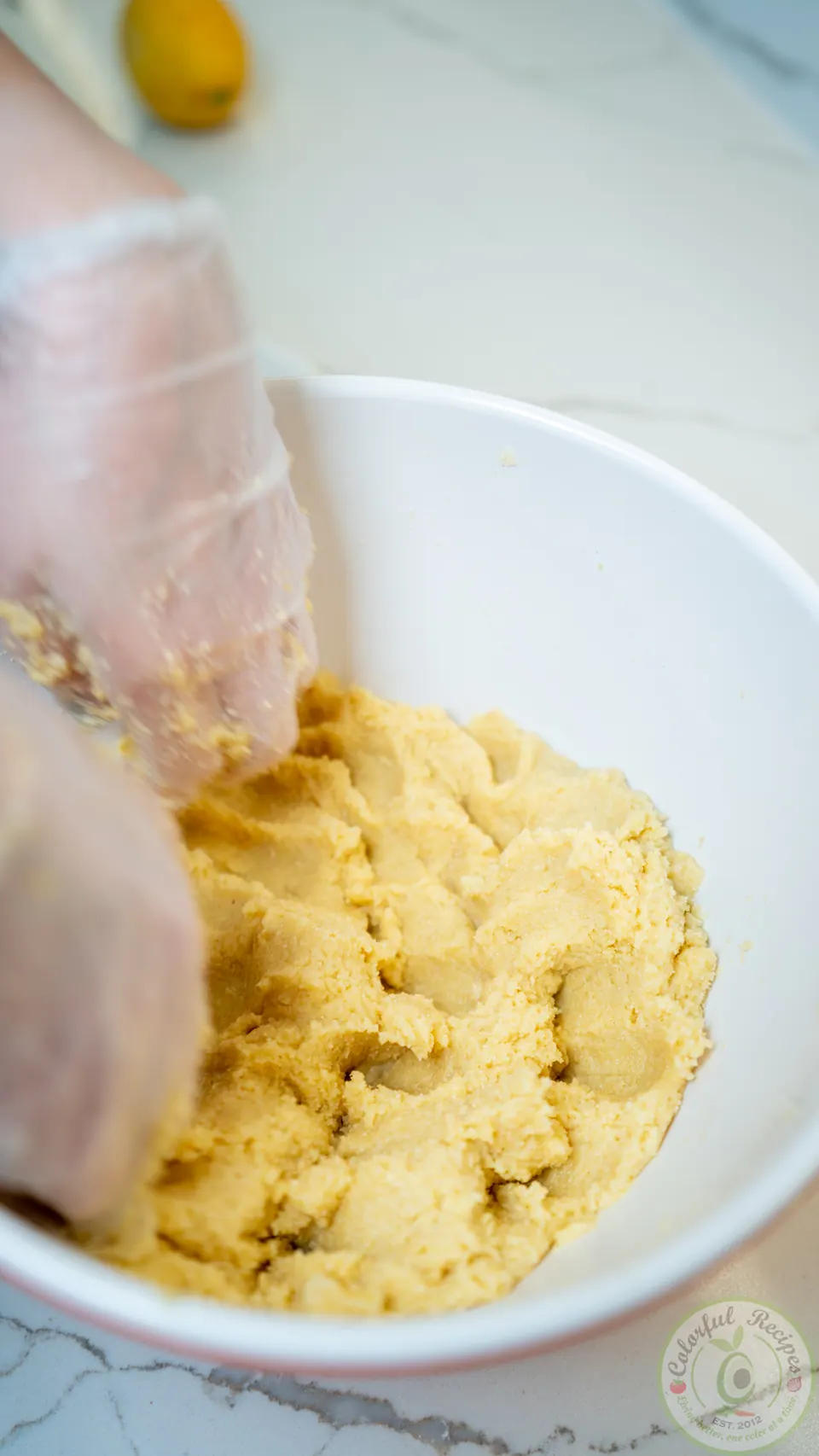 Kneading the semolina dough for Maamoul Mad bi Ashta